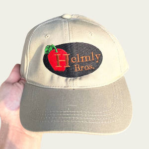 Helmly Brothers Vintage Embroidered Red Apple Tan Snapback Hat Cap